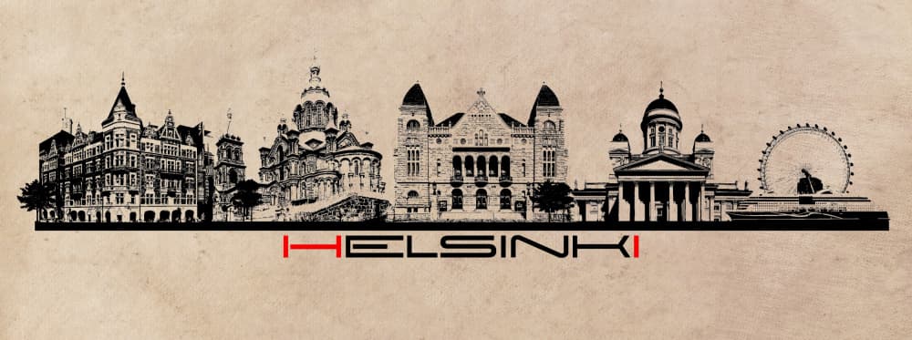 Helsinki City Skyline by Justyna Jaszke — canvas wall art