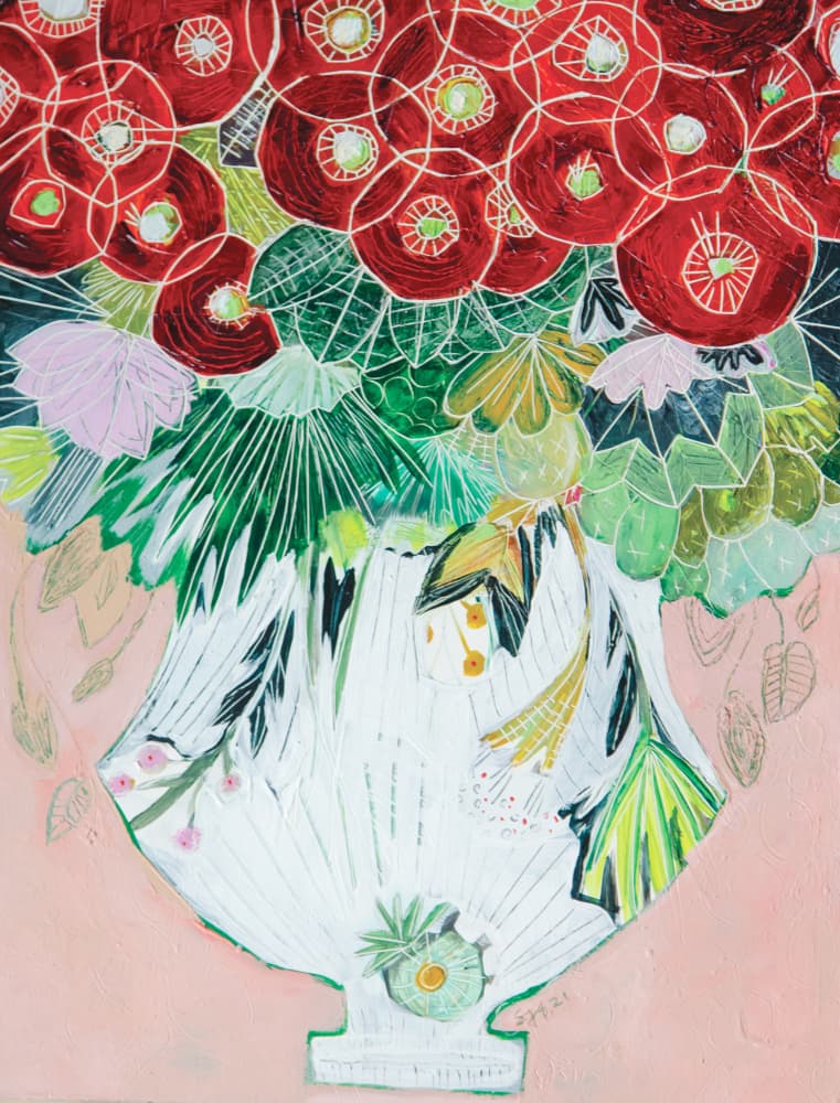 Vibrant Floral Vase by Sarah Fitzgerald — canvas wall art