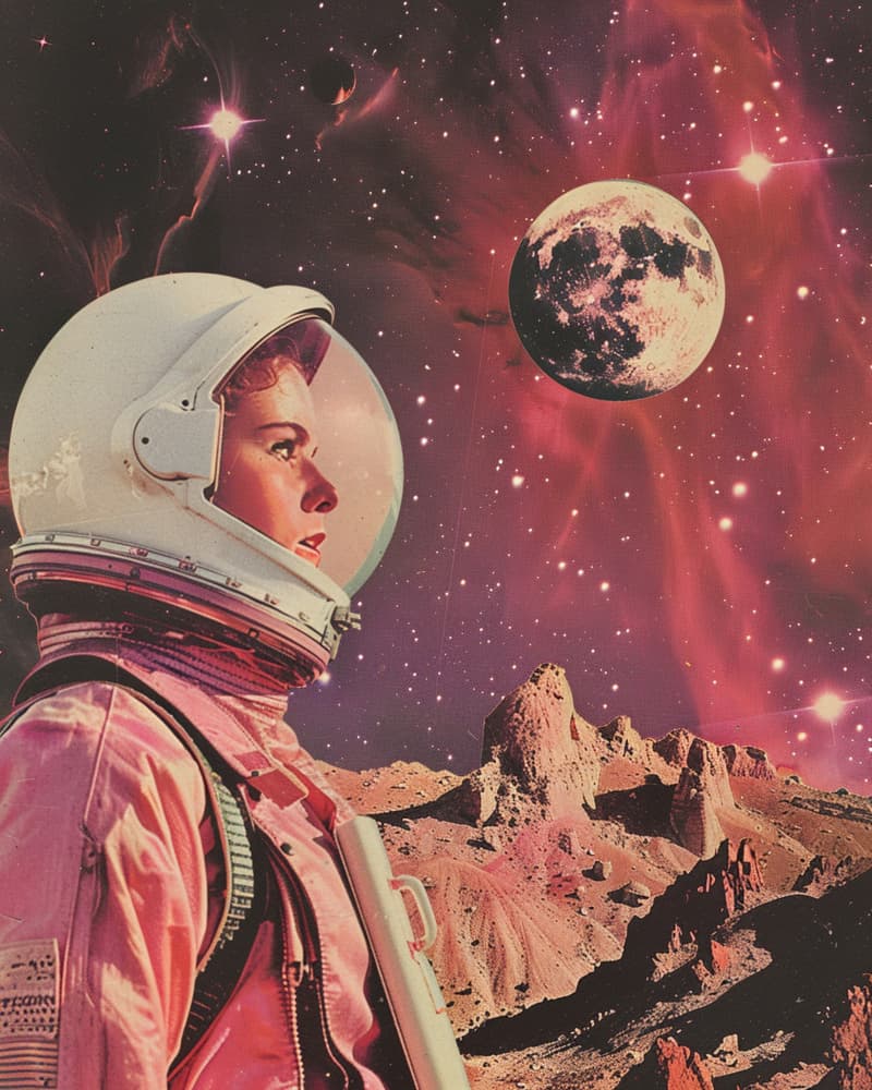Retro Space Explorer by Samantha Hearn — canvas wall art
