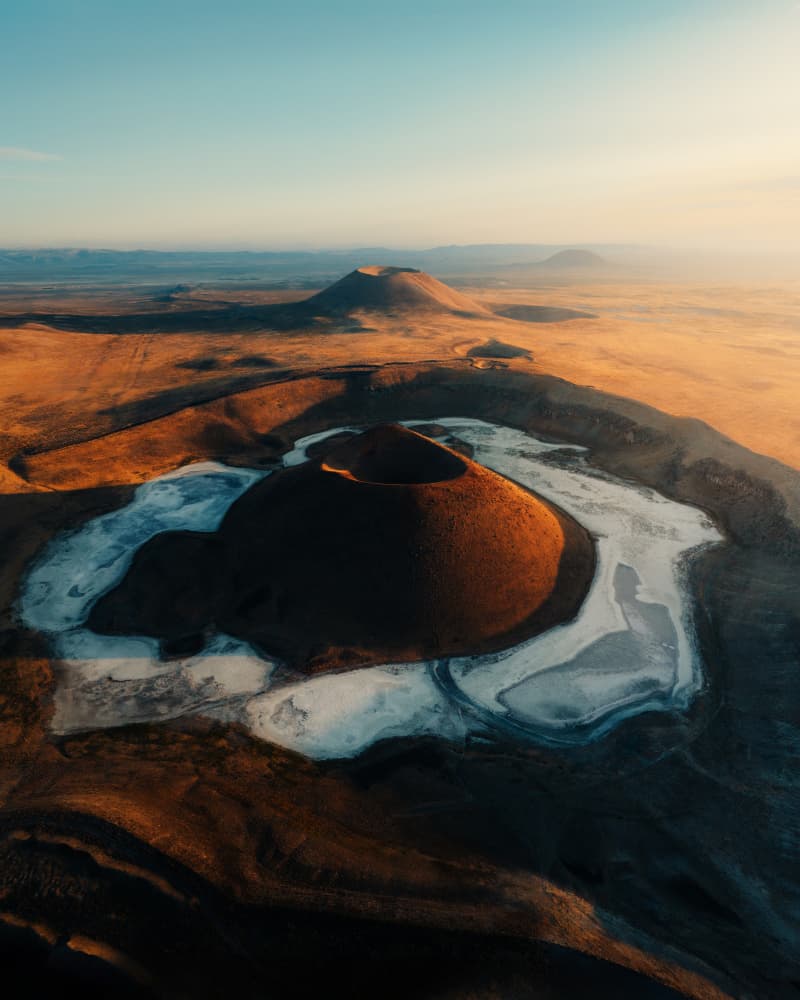 Golden Volcanic Landscape by Witold Ziomek — canvas wall art