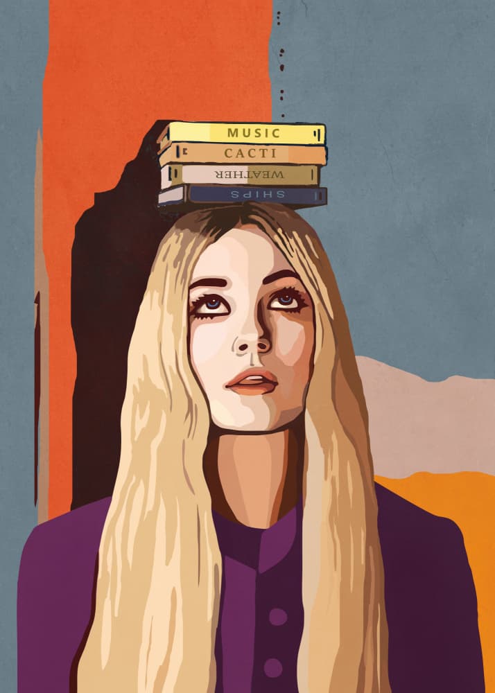 Woman Balancing Books by Nadjaa — canvas wall art