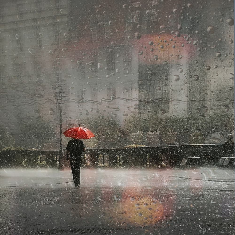 Red Umbrella Walk by Damijan Sedevcic — canvas wall art