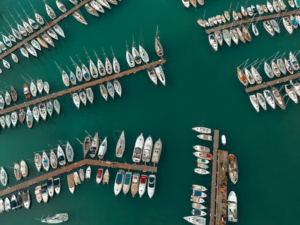 Aerial Marina Boats by Primož Kožuh — canvas wall art