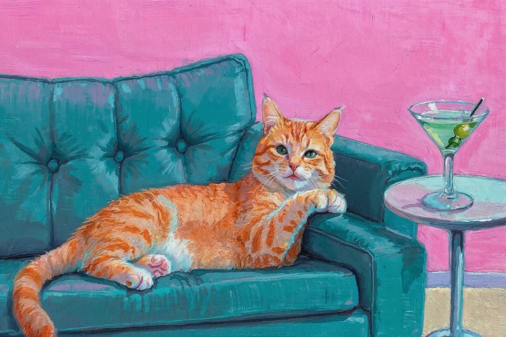 Confident Cat Martini by The Art Concept — canvas wall art