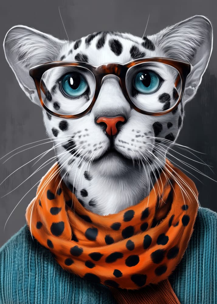 Charming Leopard Portrait by Justyna Jaszke — canvas wall art
