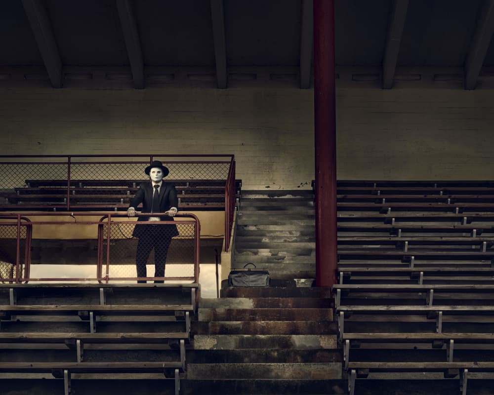 Masked Man in Stadium by Petri Damstén — canvas wall art