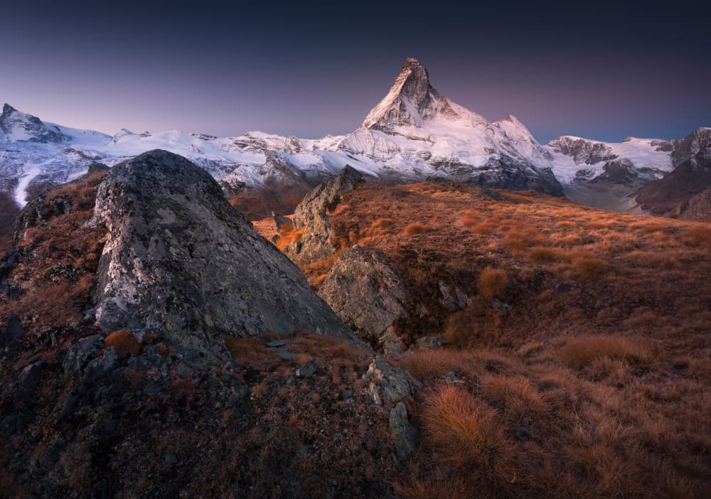 Matterhorn Alpine Twilight by Karol Nienartowicz — canvas wall art