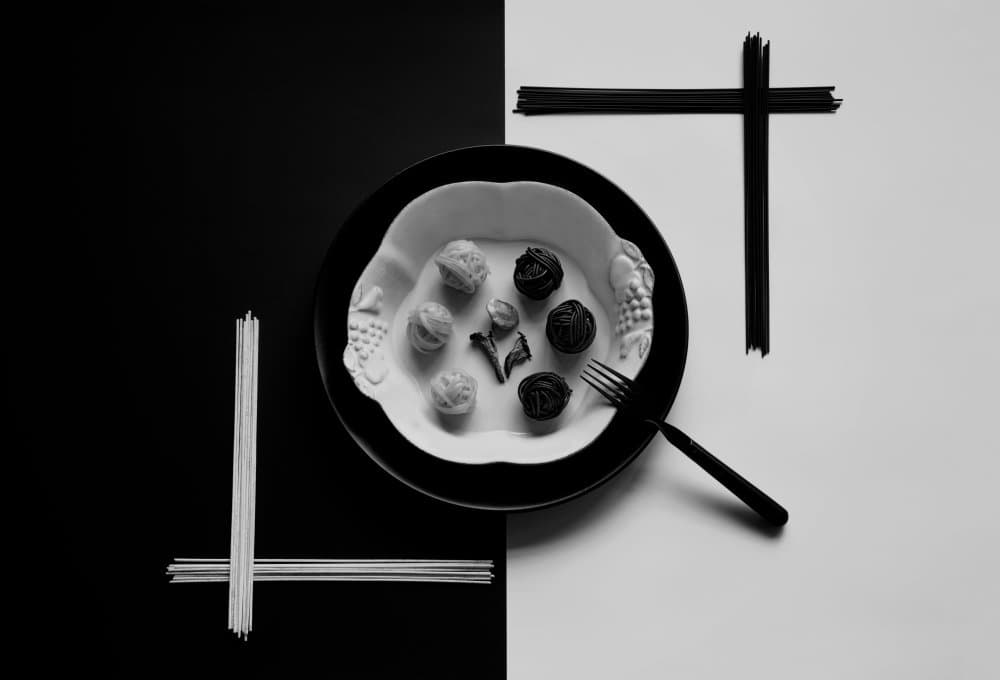 Black White Pasta Art by Joanna W — canvas wall art