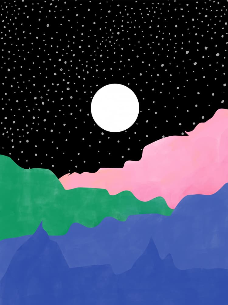 Abstract Mountain Night by Elena Ristova — canvas wall art