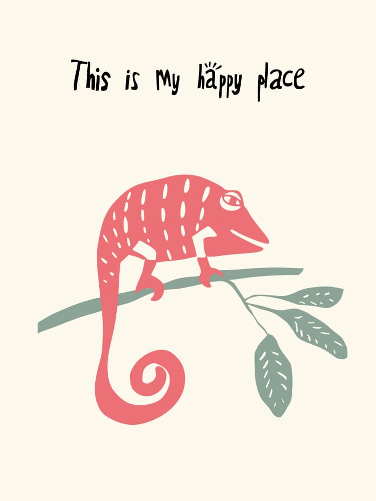 Pink Chameleon Happy Place by Annick — canvas wall art