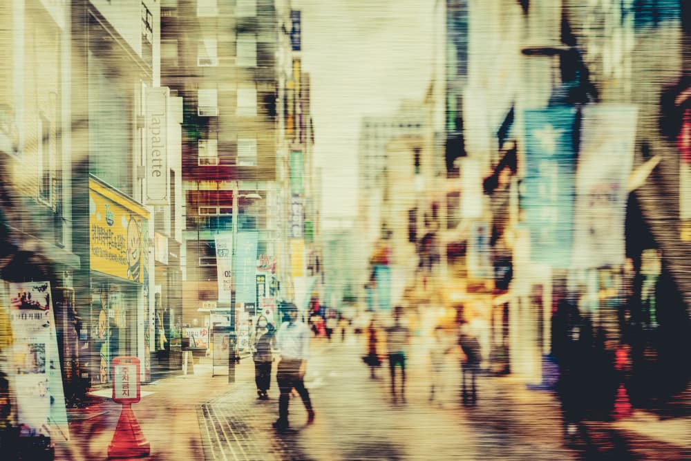 Blurred City Street Life by Cindy Liu — canvas wall art