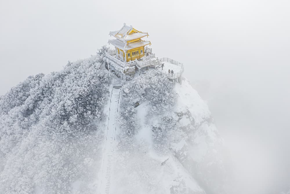 Golden Temple Snowscape by Simoon — canvas wall art
