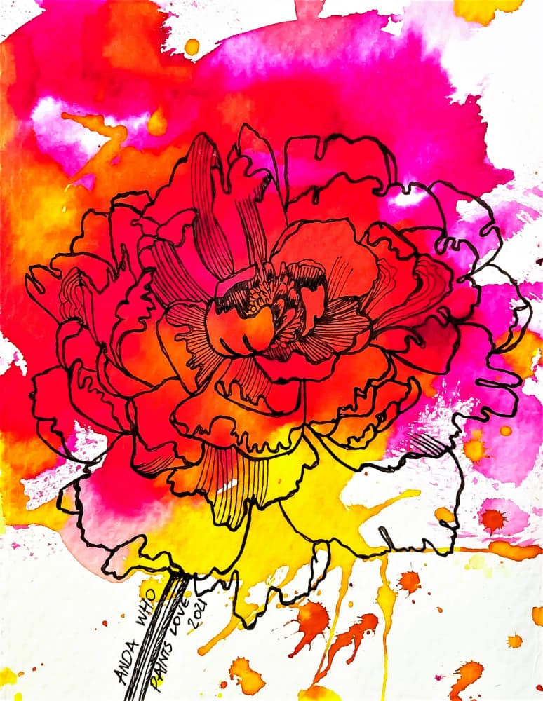 Vibrant Peony Splash by Anda Bieza — canvas wall art