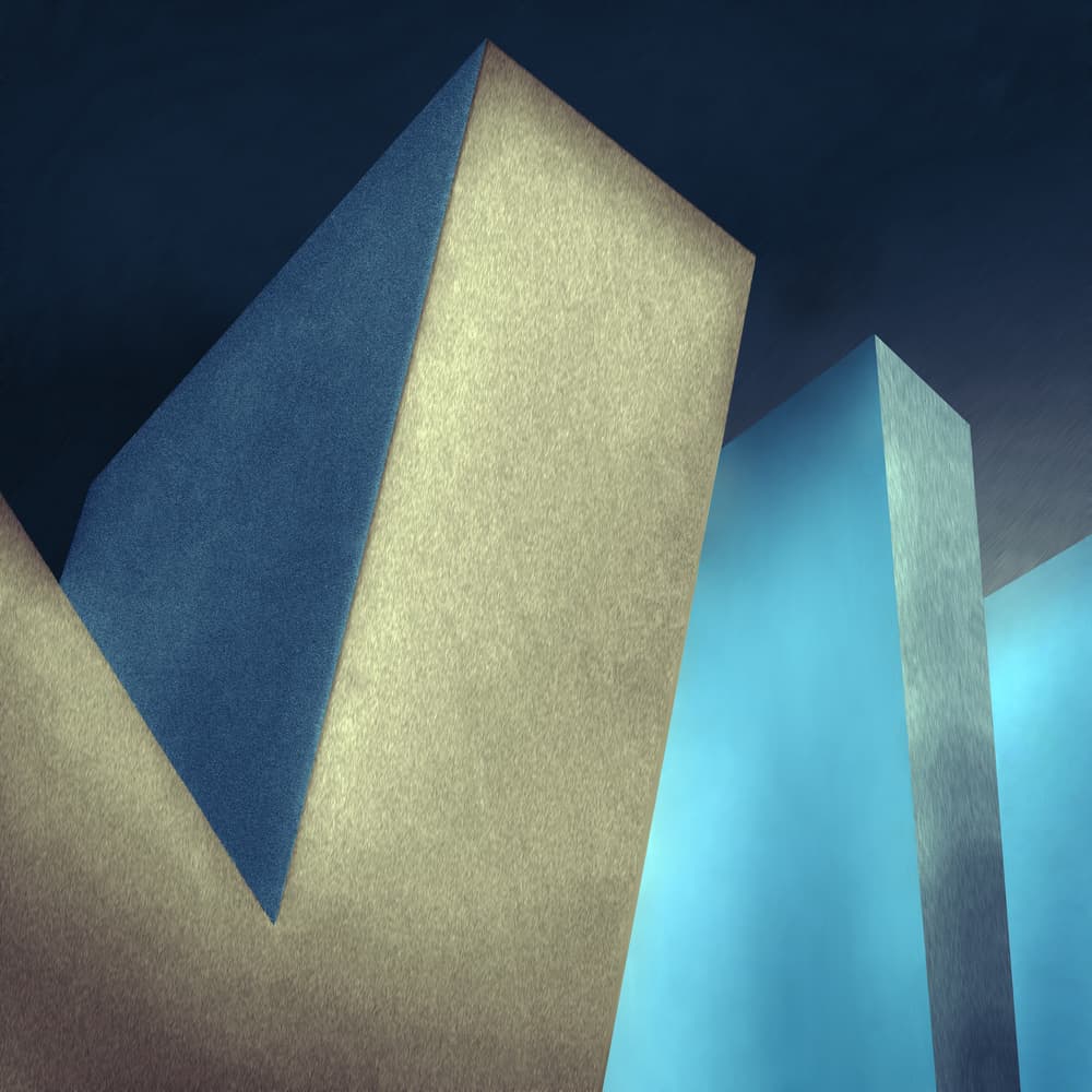 Blue Gold Geometric Forms by Gilbert Claes — canvas wall art
