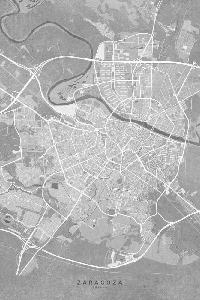 Zaragoza Urban Map by Rosana Laiz Blursbyai — canvas wall art