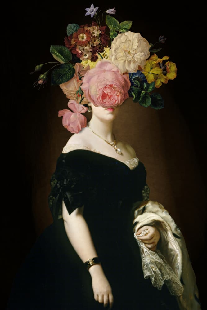 Elegant Floral Portrait by Marja van den Hurk — canvas wall art