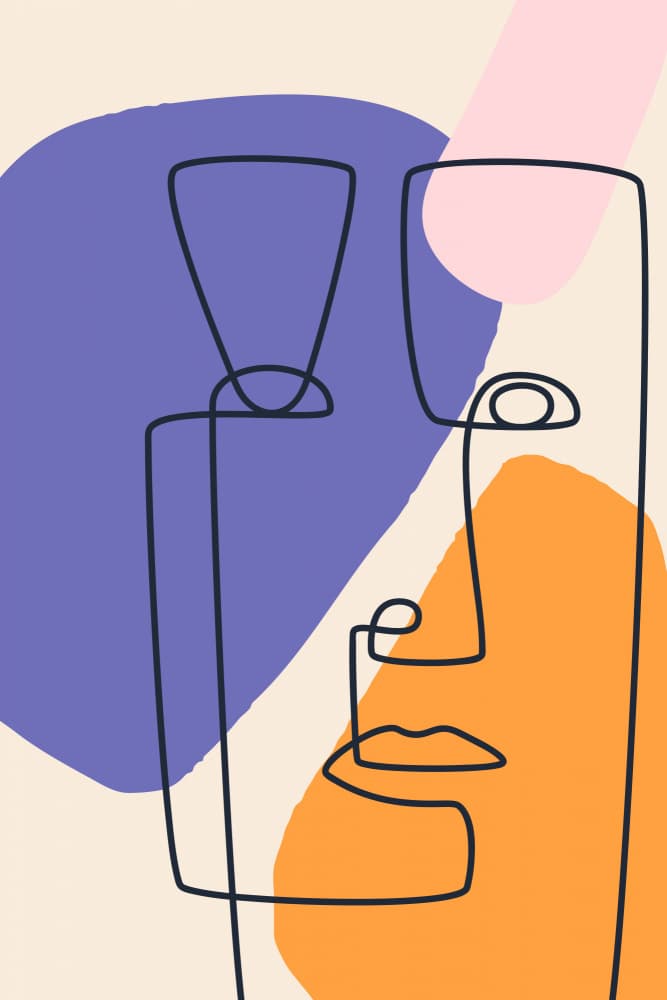 Abstract Line Art Face by jay stanley — canvas wall art