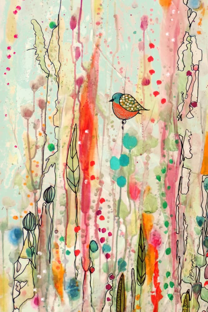 Whimsical Garden Bird by Sylvie Demers — canvas wall art