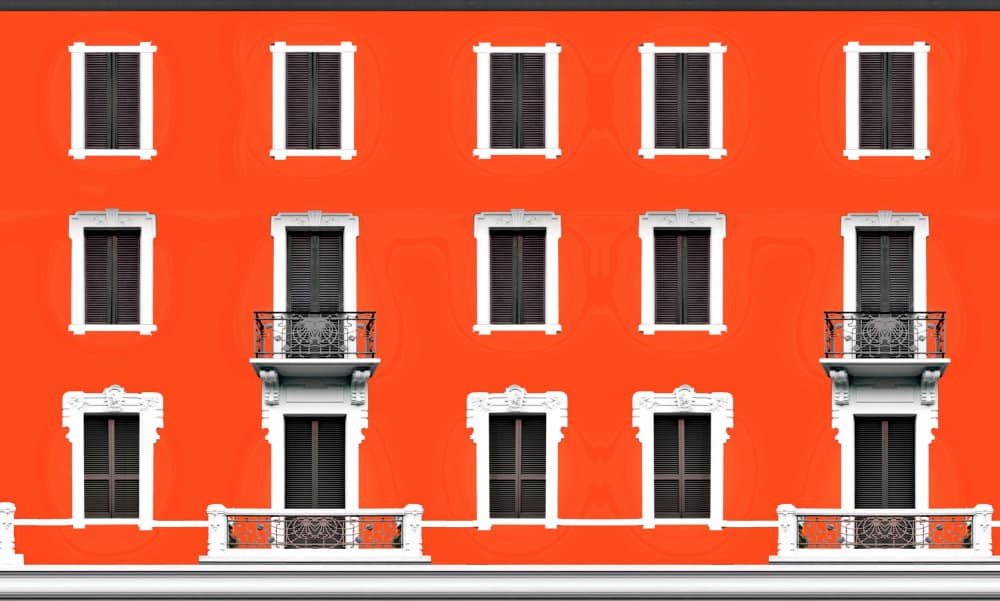 Vibrant Orange Architecture by Miro Susta — canvas wall art