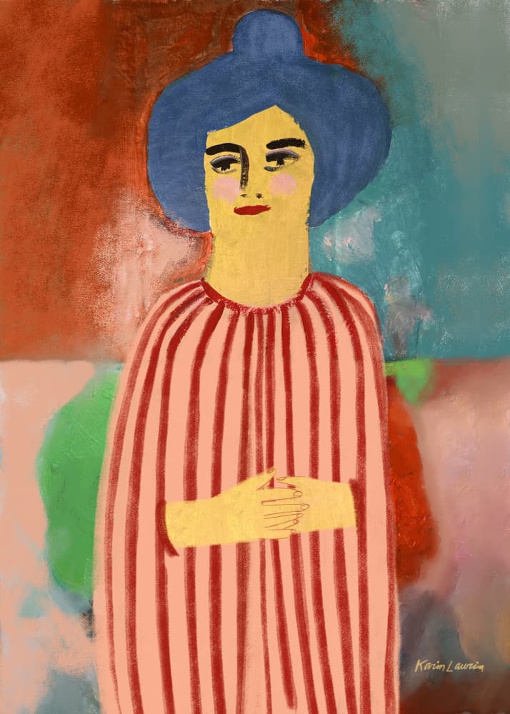 Modern Woman in Stripes by Karin Lauria — canvas wall art