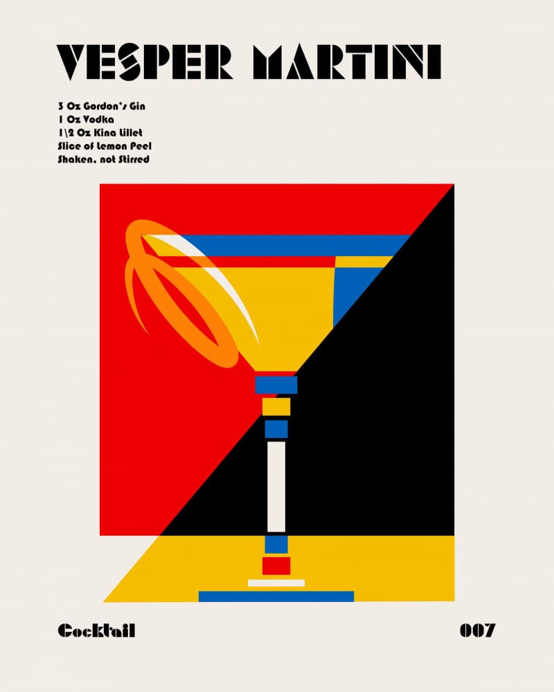 Vesper Martini Recipe Art by Retrodrome — canvas wall art