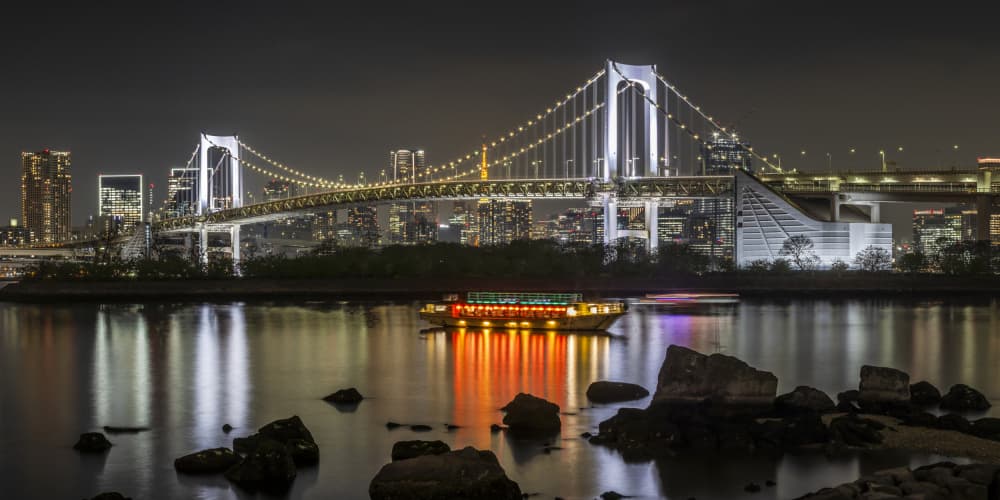 Tokyo Bay Night Lights by Melanie Viola — canvas wall art