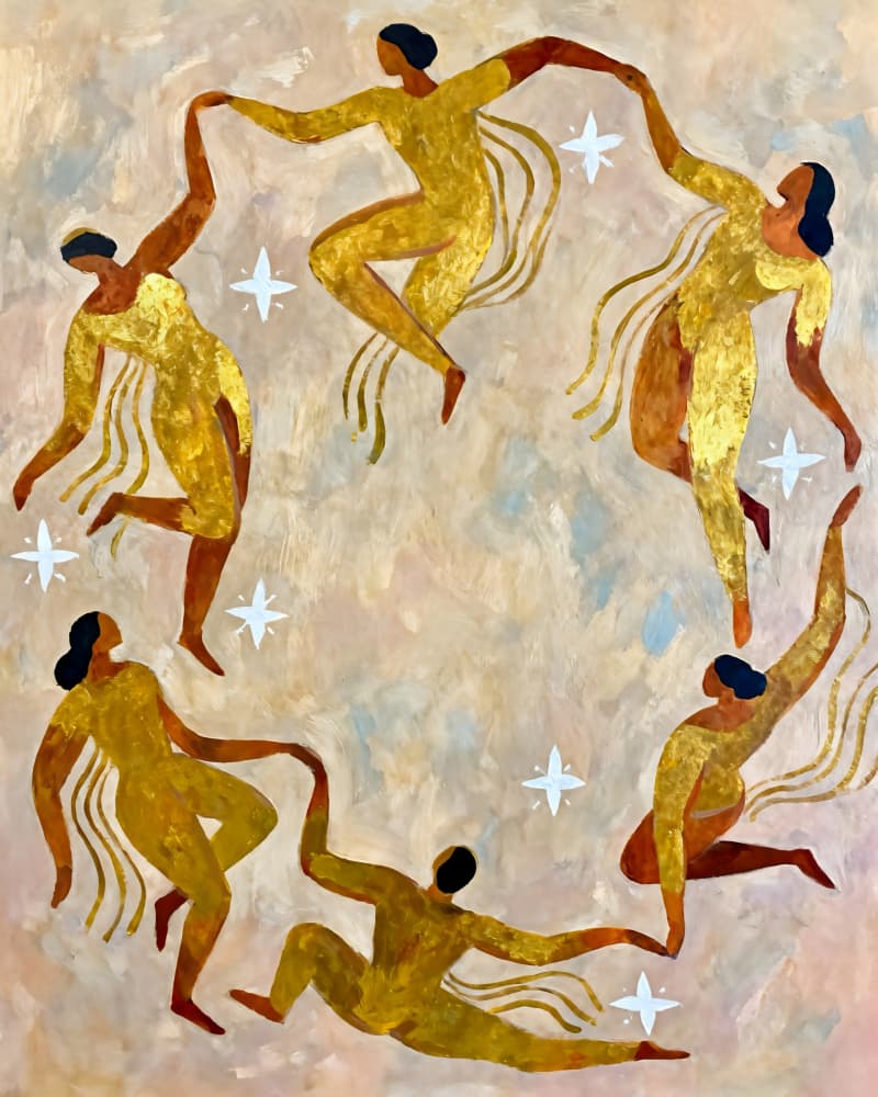 Golden Circle Dance by Uma Gokhale — canvas wall art