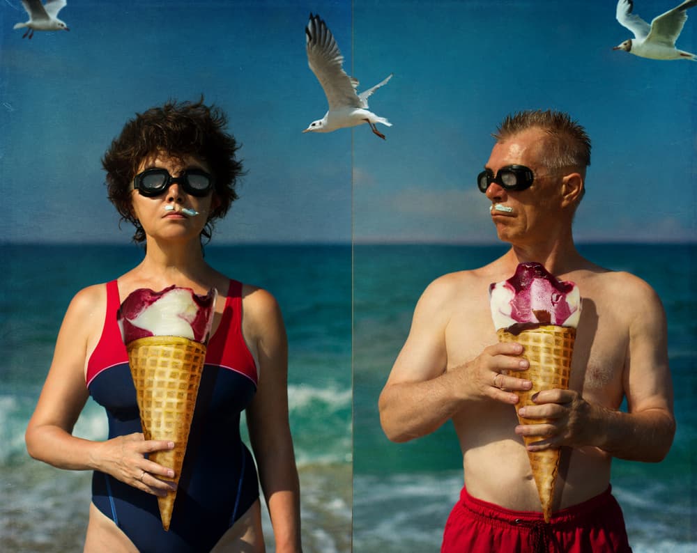 Whimsical Beach Couple by Svetlana Melik-Nubarova — canvas wall art