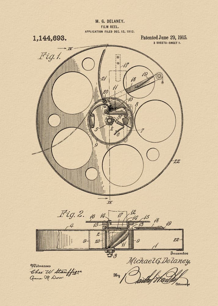 Vintage Film Reel Patent by Andreas Magnusson — canvas wall art