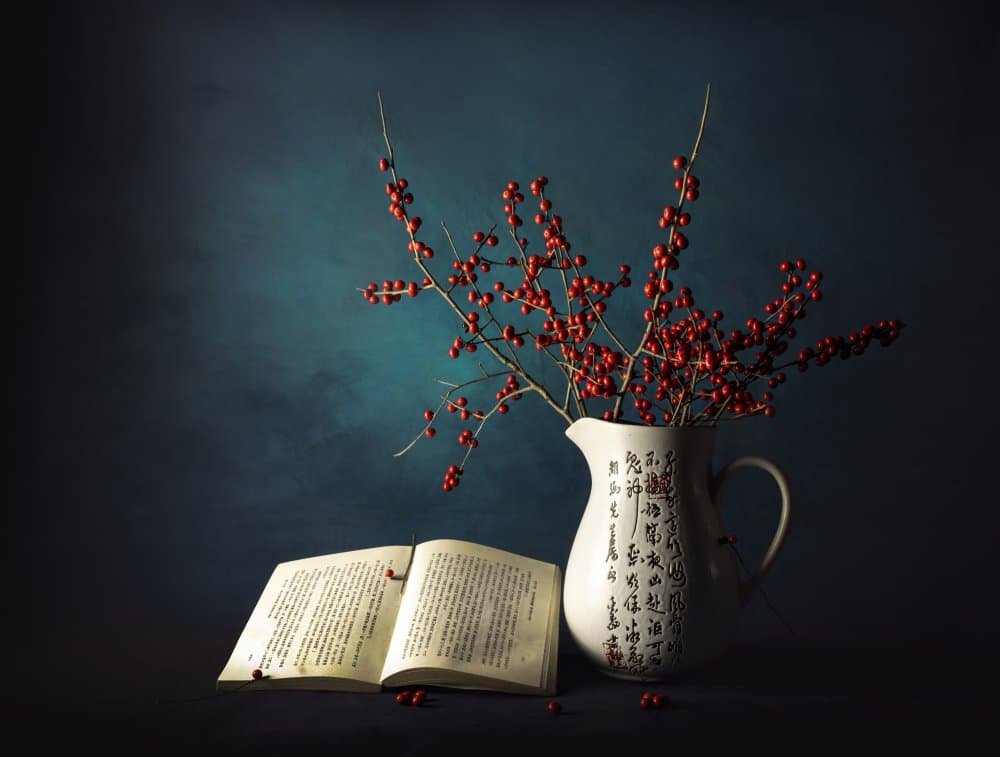 Winter Berries And Book by John-Mei Zhong — canvas wall art