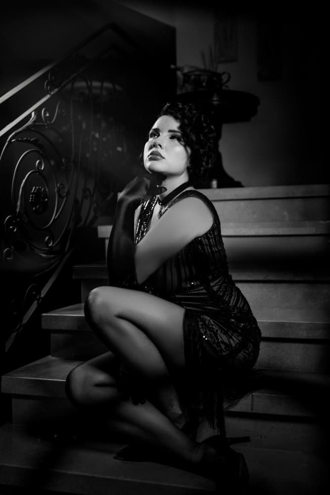 Elegant Flapper Staircase by Sharon Levy — canvas wall art