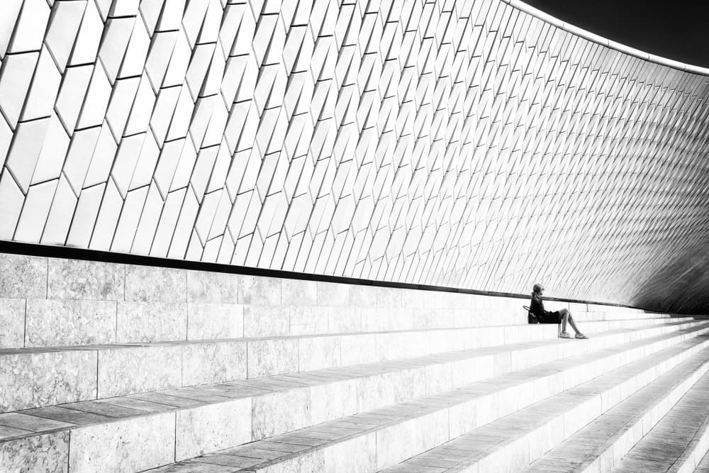 Solitary Figure Modern Steps by Jurij Bizjak — canvas wall art