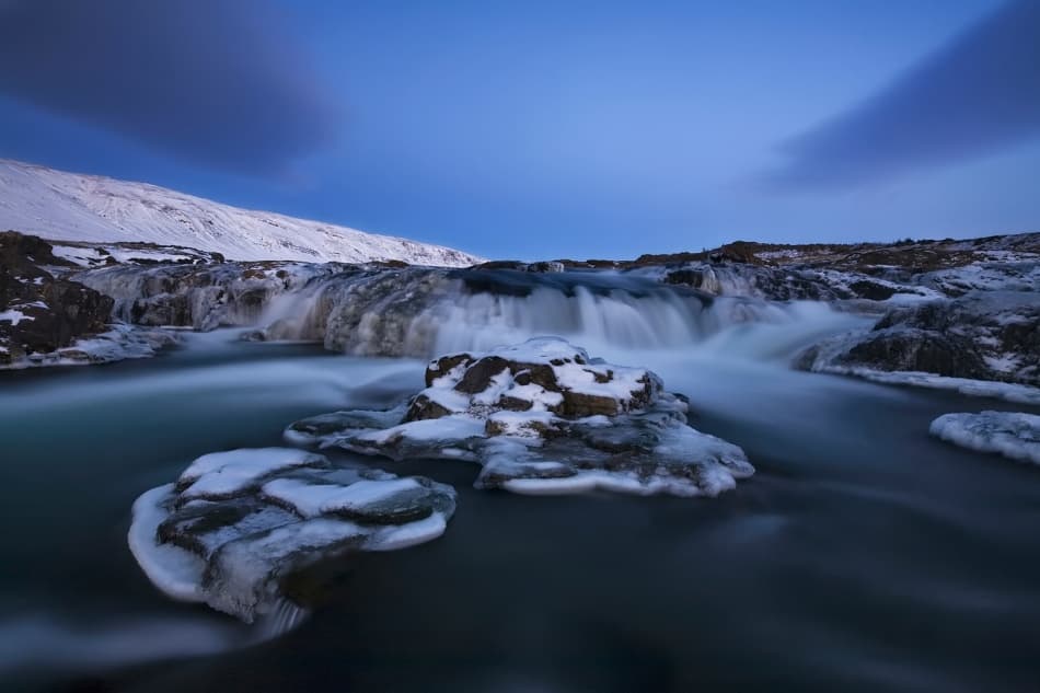 Icy Blue Winter Waterfall by Bragi Ingibergsson - BRIN — canvas wall art