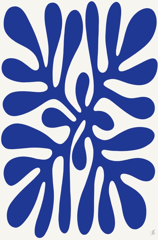 Organic Blue Abstraction by Anne-Marie Volfova — canvas wall art