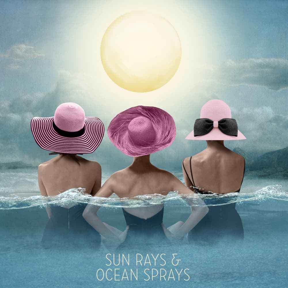 Pink Hats Summer Ocean by Marja van den Hurk — canvas wall art