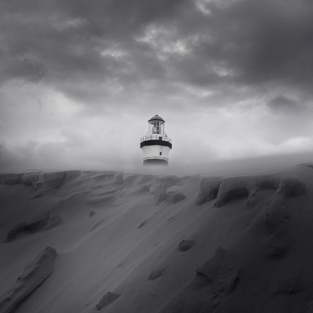 Stormy Lighthouse Dunes by Ray Truter — canvas wall art