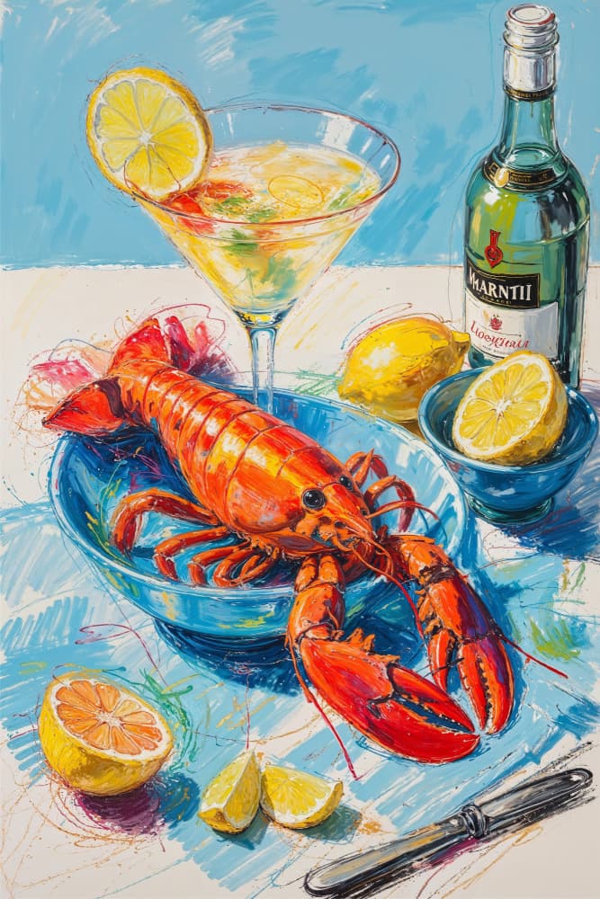 Fresh Lobster Martini by The Art Concept — canvas wall art