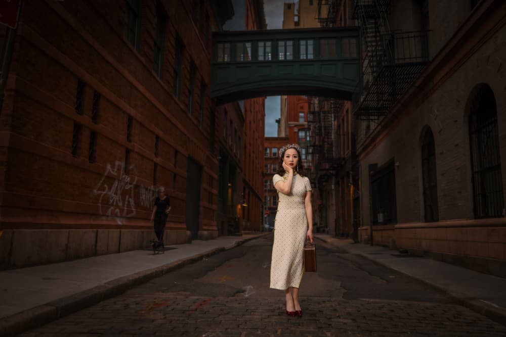 Woman In Vintage Alley by Jeff Wang — canvas wall art