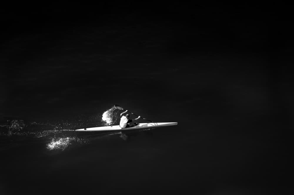 Solo Kayak Splash by Jaco Marx — canvas wall art