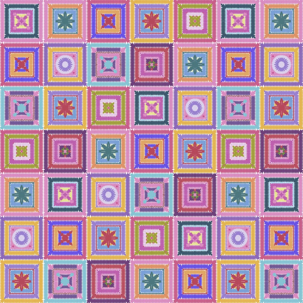 Colorful Geometric Patchwork by Rosana Laiz Blursbyai — canvas wall art
