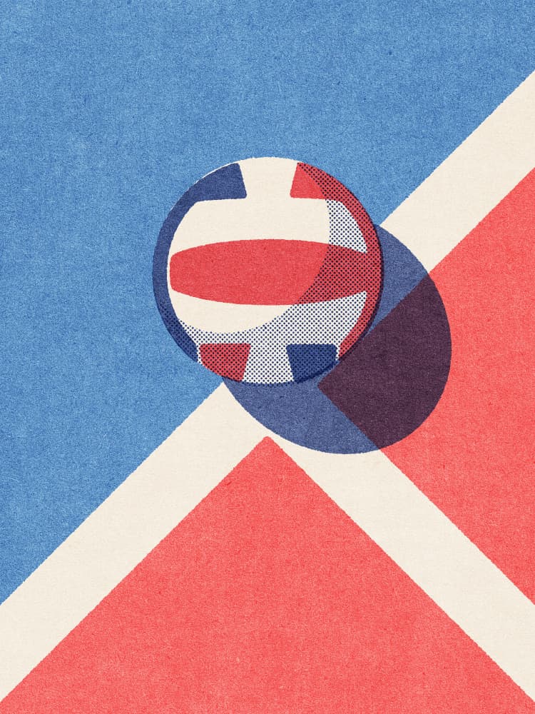 Red White Blue Volleyball by Daniel Coulmann — canvas wall art