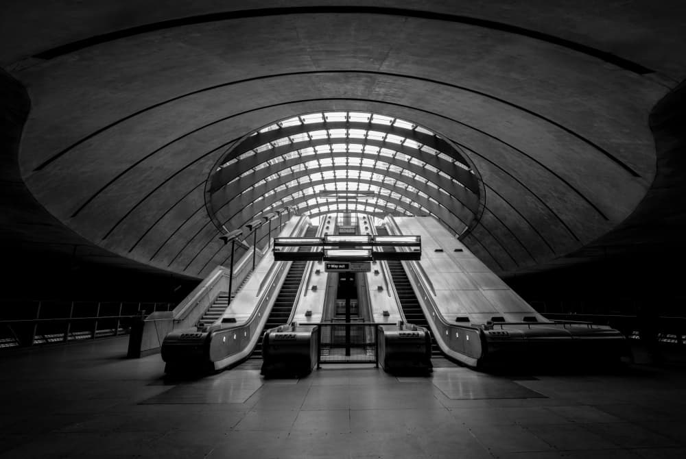 Modern Metro Escalators by Catherine Lu — canvas wall art