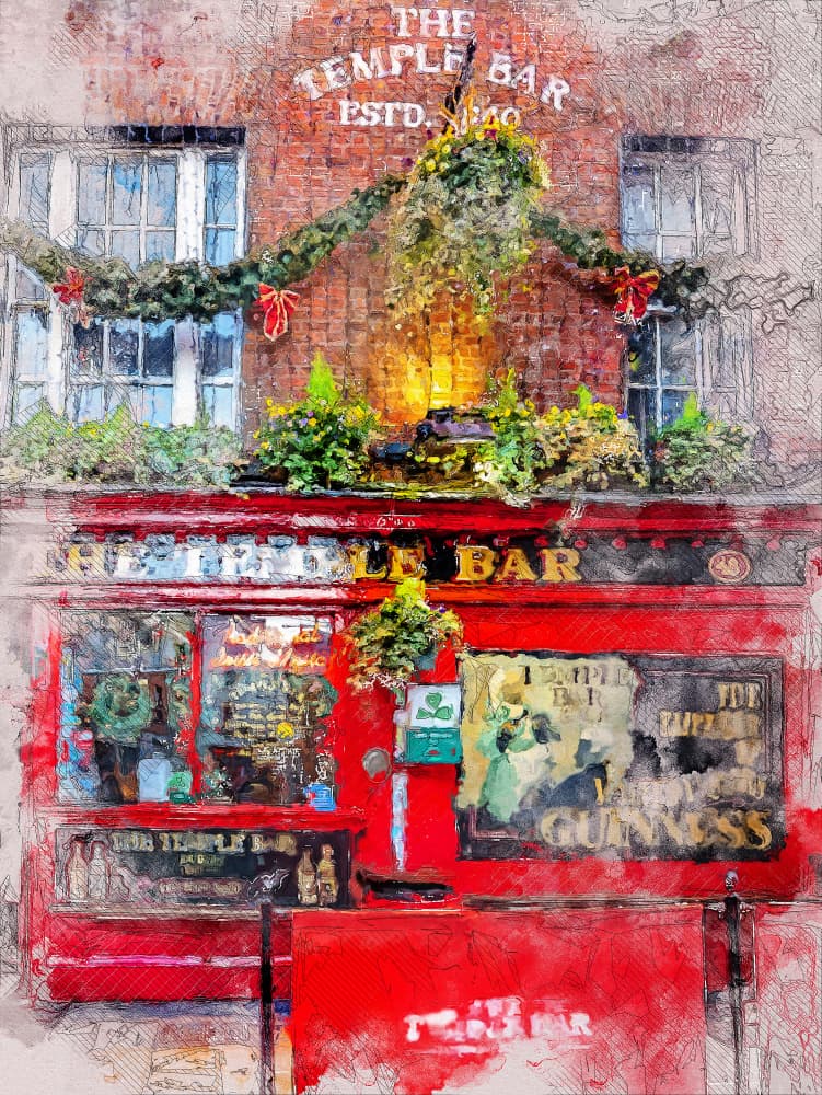 Vibrant Dublin Pub by Justyna Jaszke — canvas wall art