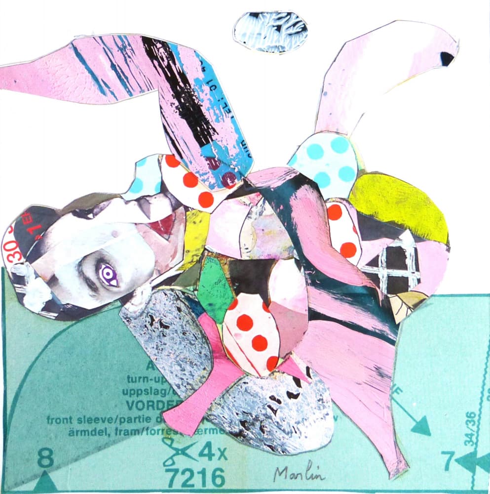 Whimsical Collage Rabbit by Pascal Marlin — canvas wall art