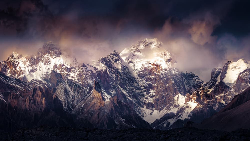 Dramatic Mountain Peaks by qiye — canvas wall art