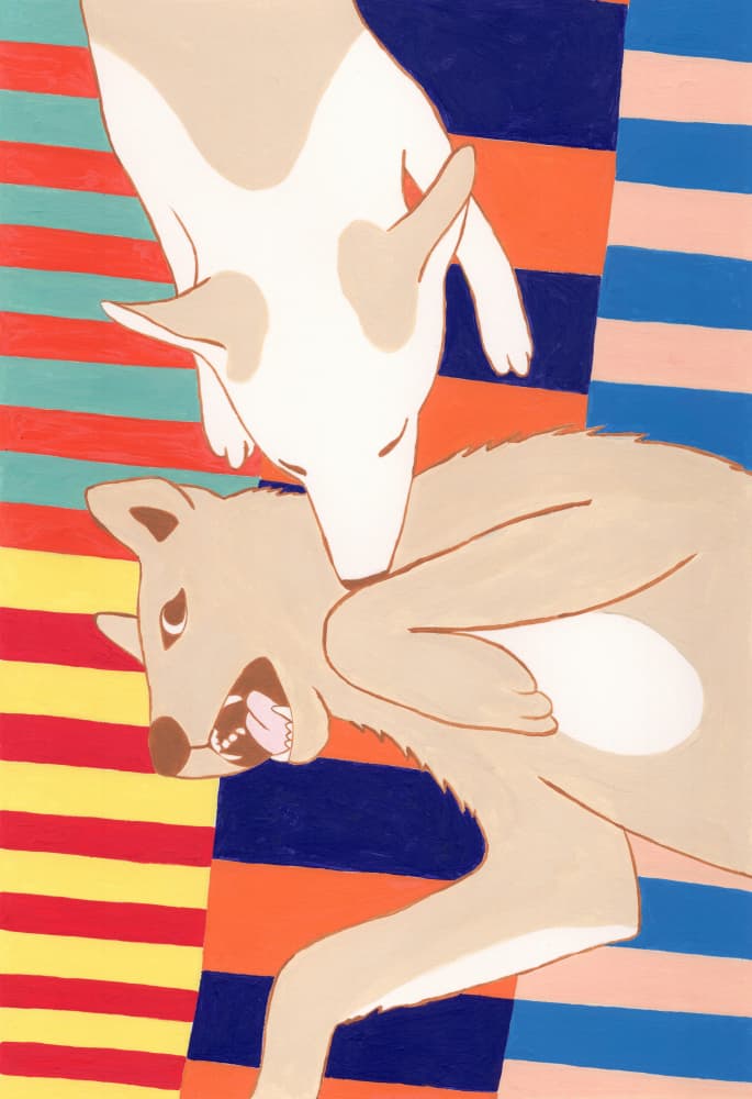 Playful Dog Affection by Julie Lesouef — canvas wall art
