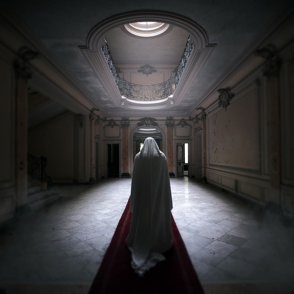 Mysterious Hallway Figure by Sebastien DEL GROSSO — canvas wall art