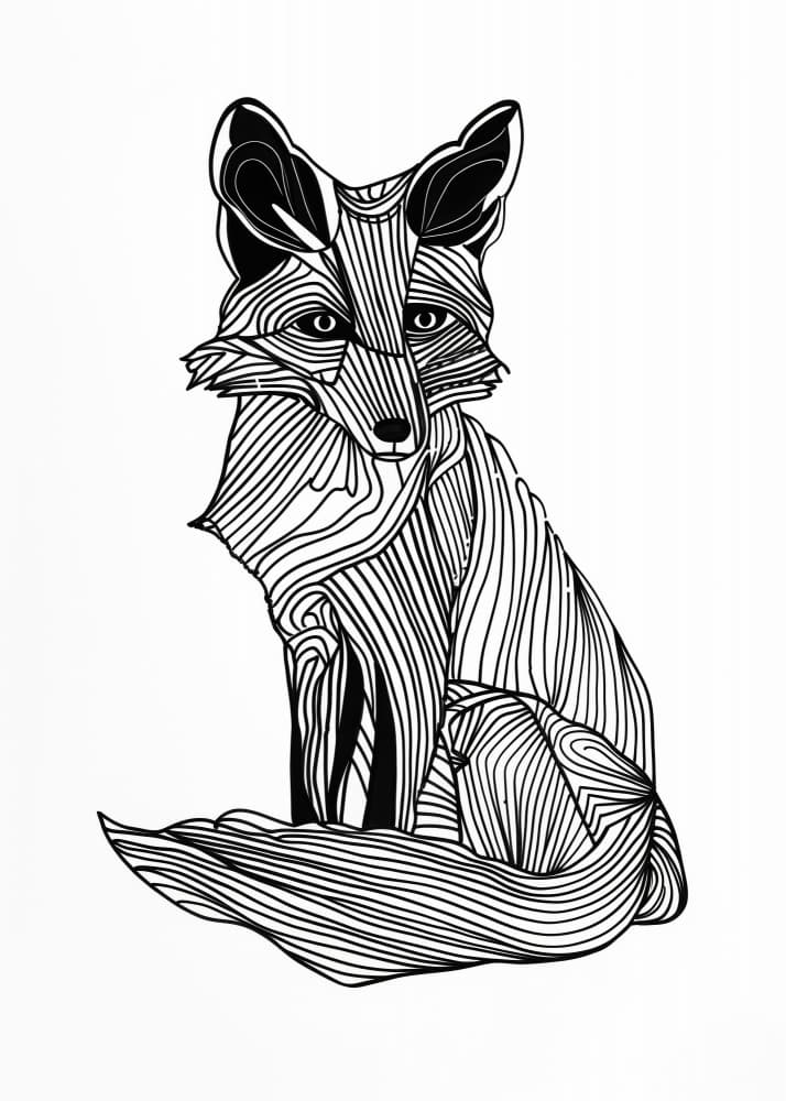 Stylized Line Fox by Justyna Jaszke — canvas wall art
