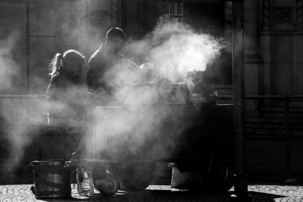 Steamy Street Vendors by Fernando Alves — canvas wall art