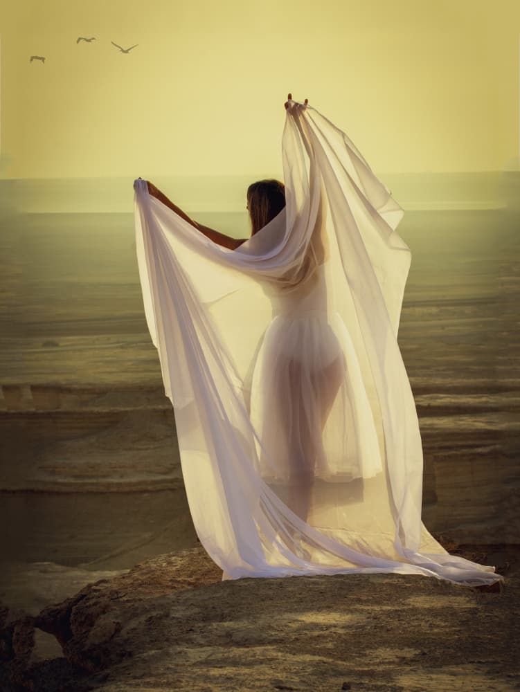 Ethereal Woman Golden Sunset by Rachel Pansky — canvas wall art